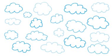 Pastel boya, bulut ve gökyüzü arkaplanı mavi tonlar ve pastel yıldız elementleriyle. Kalem çizgileri ve tebeşir dokuları olan el çizimi çocuk çizimi. Çocuk tasarım kullanımı için fırça boyalı gökyüzü şekilleri