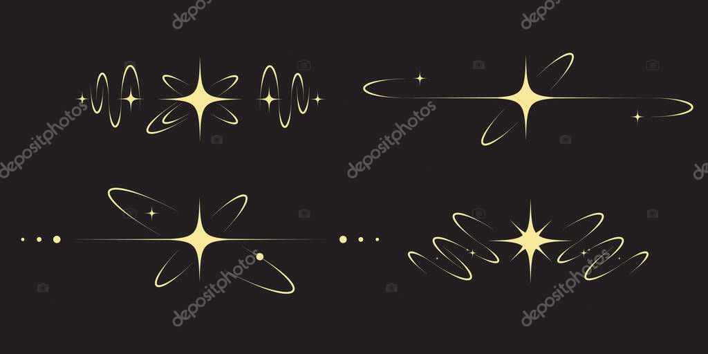 Fantasy esoteric vector set with spiritual borders magic frames and celestial dividers featuring astral star symbols vintage style elements for astrology themed illustrations. Vector illustration