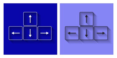 Mavi zemin üzerinde vektör okları tuşları klavye. Vektör illüstrasyonu