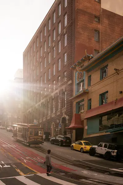 Сан Франциско Сша Апреля 2023 Года Канатная Дорога Стеклянными Окнами — стоковое фото