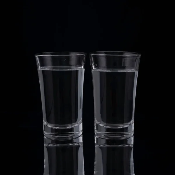 Skott Glasögon Med Vodka Svart Bakgrund — Stockfoto