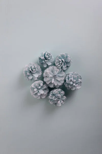 Weihnachten Minimalistisches Konzept Rosa Blau Malen Weihnachtskegel — Stockfoto