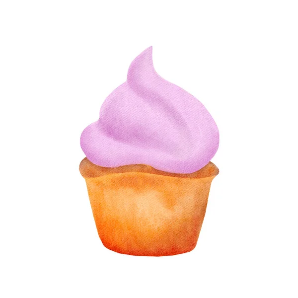 あなたのデザインのための食欲をそそるカップケーキの水彩明るいイラスト 絶縁体 — ストック写真