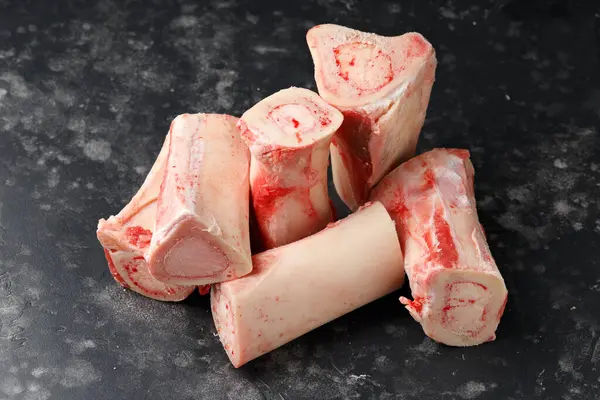 Raw Marrow Bone Beef Making Broth Stock Photo