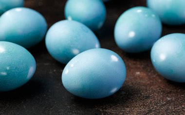Beautiful blue Easter eggs. Happy Easter