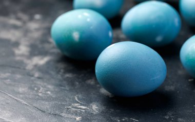 Beautiful blue Easter eggs. Happy Easter