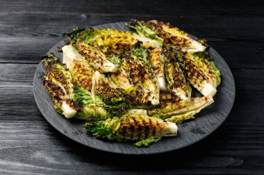 Grilled little gem lettuce. Healthy Low carb side dish.