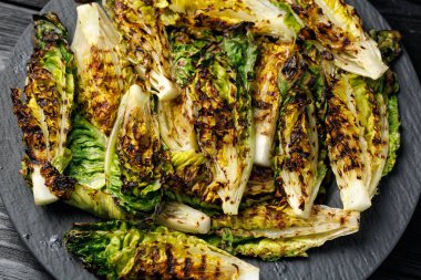 Grilled little gem lettuce. Healthy Low carb side dish.