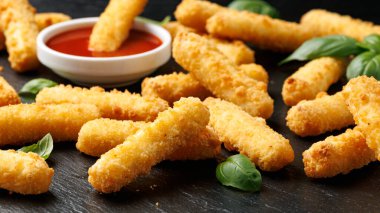 Domates soslu çıtır Halloumi peyniri.