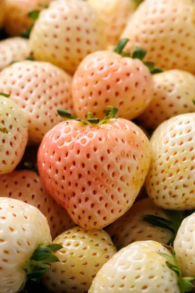 Bir kasede organik çiğ Pineberry çileği. Sağlıklı yemek..