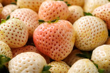 Bir kasede organik çiğ Pineberry çileği. Sağlıklı yemek..