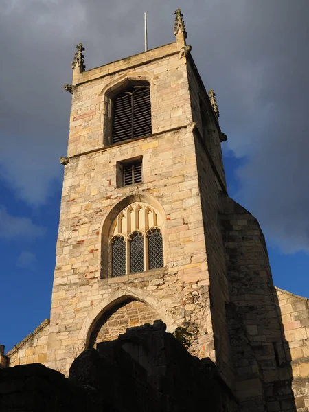 Histórica Torre Pedra Igreja Marys York Lado Marys Abbey Gardens — Fotografia de Stock