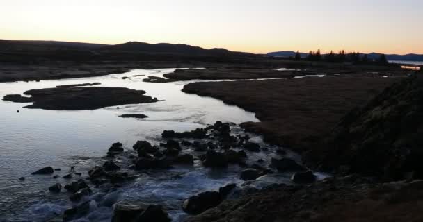Full Videofilm Eines Dramatischen Flusses Island Morgengrauen — Stockvideo