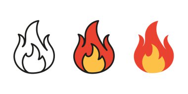 Beyaz arka planda izole edilmiş yüksek kalite ateş ifadeleri. emoji vektör illüstrasyonunu ateşle. Aydınlık simgesi
