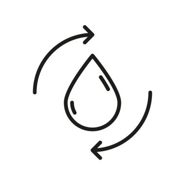 Su ikonu. Oklu su damlası. Arınmayla ilgili bir ikon. Renkli taslak simge biçimi. su arıtma elementleri vektör illüstrasyonu.