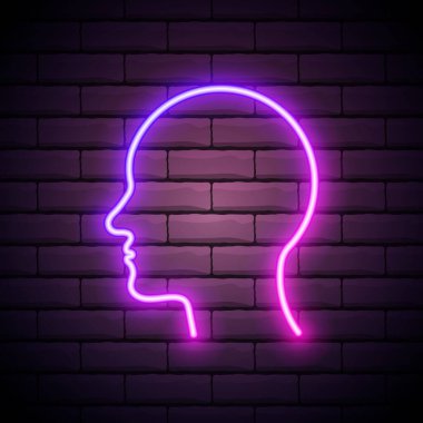 Neon insan silueti. Gelecekten gelen adam, esrarengiz insan sembolü. Vektör.