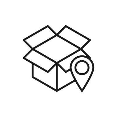 Kutusu simgesini veya modern çizgi stili logo. Web sitesi tasarımı ve mobil uygulamalar için yüksek kaliteli siyah anahat piktogram. Beyaz bir arka plan üzerinde vektör çizim.