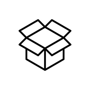 Kutusu simgesini veya modern çizgi stili logo. Web sitesi tasarımı ve mobil uygulamalar için yüksek kaliteli siyah anahat piktogram. Beyaz bir arka plan üzerinde vektör çizim