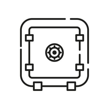 Güvenli vektör simgesi. Doğrusal stil kapalı kasa izole edildi. Güvenlik tek izole edilmiş modern vektör çizgisi tasarım simgesi güvenli kasa