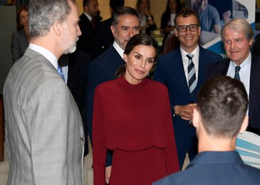 İspanya Kralı VI. Felipe ve Kraliçe Letizia Nisan 2022 'de Palma de Mallorca' da bir etkinliğe katılacaklar..
