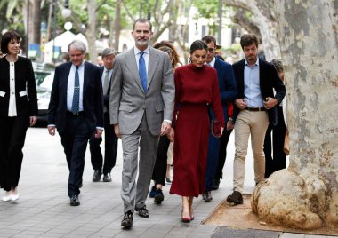 İspanya Kralı VI. Felipe ve Kraliçe Letizia Nisan 2022 'de Palma de Mallorca' da bir etkinliğe katılacaklar..