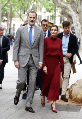İspanya Kralı VI. Felipe ve Kraliçe Letizia Nisan 2022 'de Palma de Mallorca' da bir etkinliğe katılacaklar..