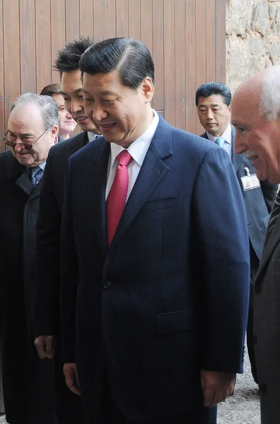 stock image The current President of China, Xi Jinping, during a visit to Mallorca, Spain, in 2010 when he was Vice-President, accompanied by other Chinese and Spanish politicians.