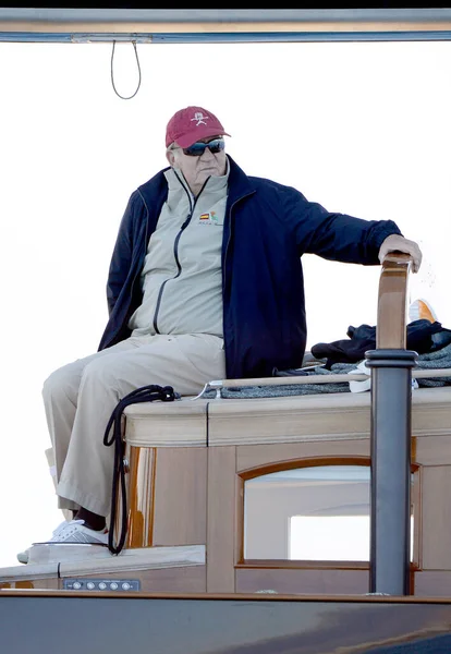 帕尔马 西班牙马约卡 5月5日 2016年在帕尔马德马尔卡湾举行的帕尔马维拉杯帆船比赛期间 西班牙的荣誉国王胡安 卡洛斯一世当选 — 图库照片