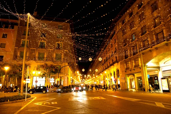 Palma Majorka Hiszpania Listopada 2022 Oświetlenie Świąteczne Nocy Ulicach Palma — Zdjęcie stockowe