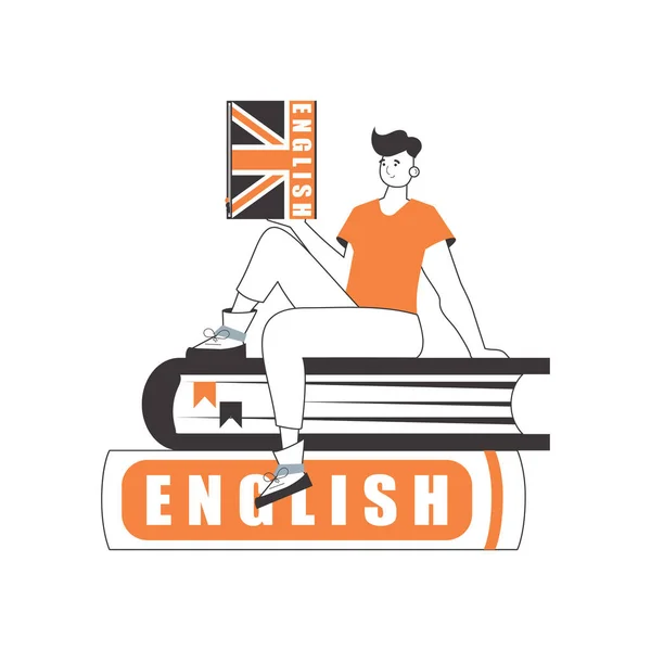 Δάσκαλος Αγγλικών Έννοια Της Εκμάθησης Μιας Ξένης Γλώσσας Στυλ Τέχνης — Διανυσματικό Αρχείο
