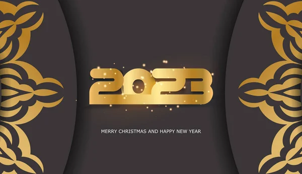 黑色和金色 2023新年快乐贺卡 — 图库矢量图片