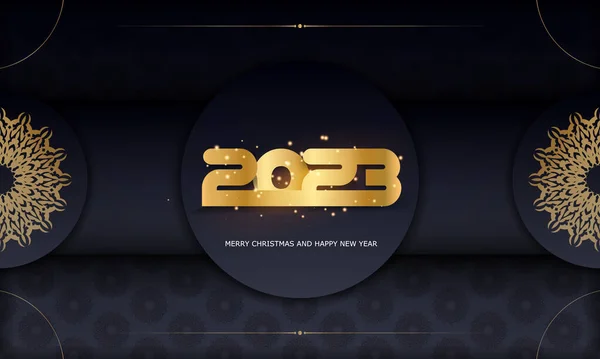 Frohes Neues Jahr 2023 Festlichen Hintergrund Farbe Schwarz Und Gold — Stockvektor