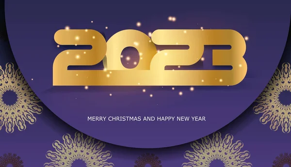 Blue Gold Color Happy 2023 New Year Greeting Background — Stock Vector