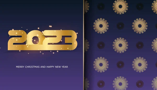 Colore Blu Oro Felice Anno Nuovo 2023 Sfondo Festivo — Vettoriale Stock