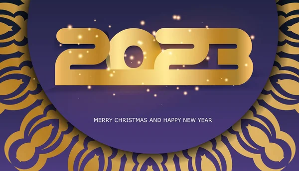 Modrá Zlatá Barva 2023 Šťastný Nový Rok Slavnostní Pozadí — Stockový vektor