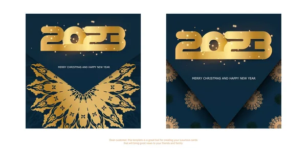 Niebieski Złoty Kolor 2023 Szczęśliwego Nowego Roku Świąteczne Tło — Wektor stockowy