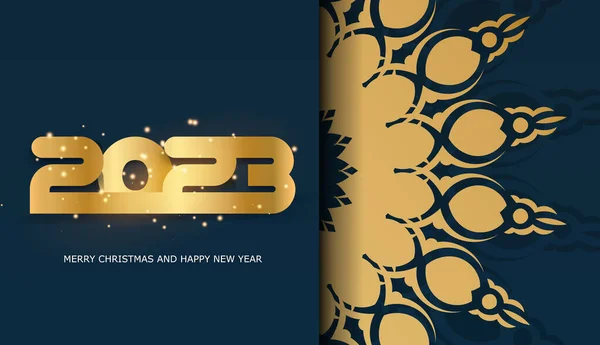 祝您新年快乐 蓝色和金色 — 图库矢量图片