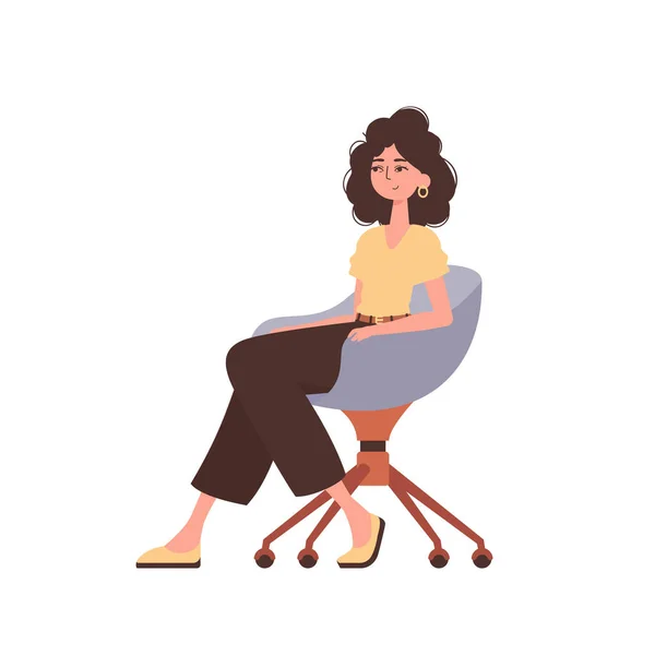 Stock vector The girl is sitting in a chair. Character in modern trendy style.