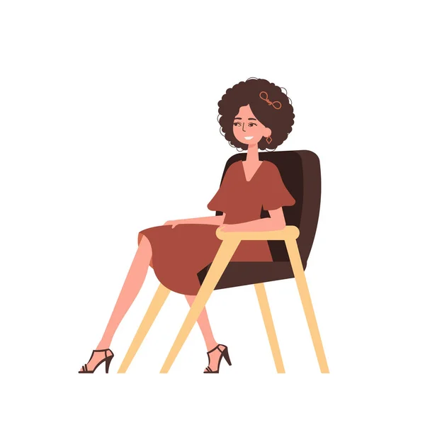 Femme Est Assise Sur Une Chaise Caractère Avec Style Moderne — Image vectorielle