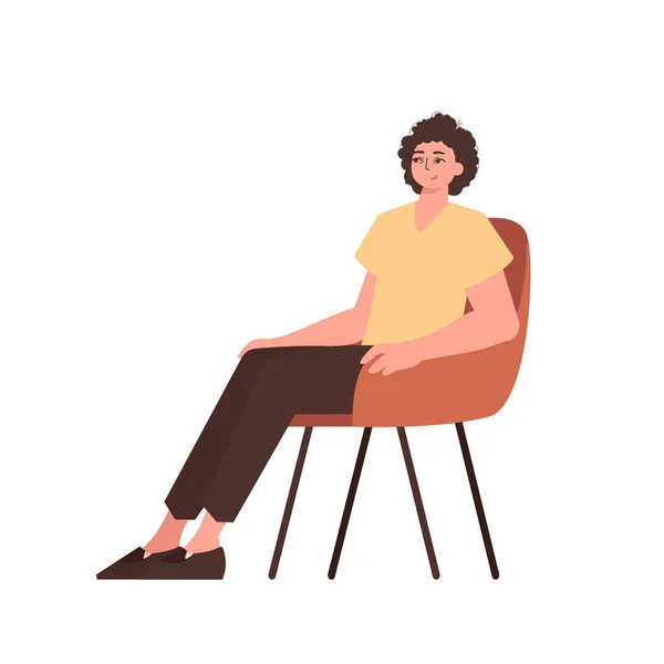 stock vector The guy is sitting in a chair. Character with a modern style.