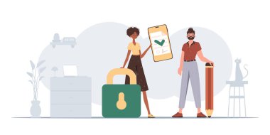 Adam ve kız kontrat imzaladılar. Kontrat imzalama konsepti. Veri koruması.