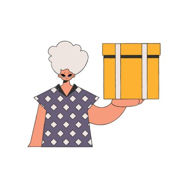 Charming man holding a box. Parcel and cargo transportation.