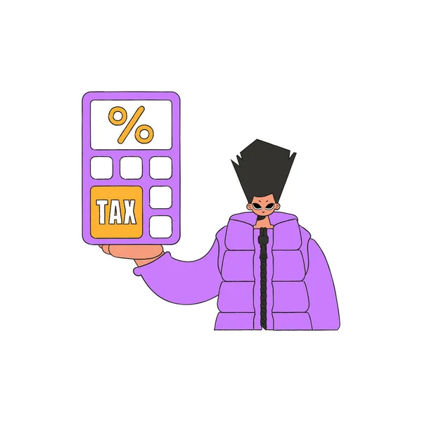 Magnifique Homme Avec Pourcentage Thème Paiement Des Impôts — Image vectorielle