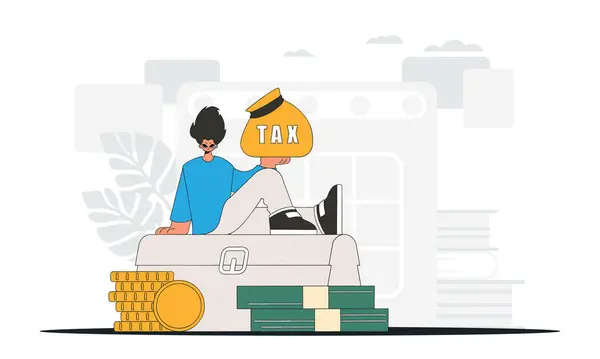 Homme Élégant Tient Sac Taxes Dans Main Illustration Montrant Importance — Image vectorielle