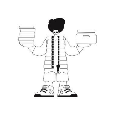 Adam dokümanları doğrusal, vektör illüstrasyonunda yığar.