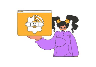 Kızın elinde internetin logosu var..