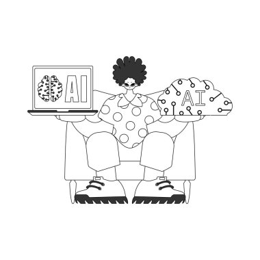 Adam YZ modelini, doğrusal vektör tasarımını elinde tutuyor