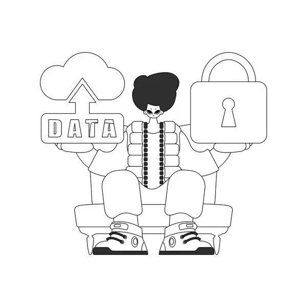 Kerl Mit Cloud Speicher Logo Das Das Internet Der Dinge — Stockvektor