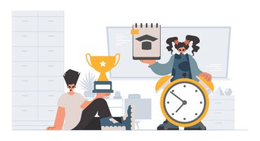 Çalışkan ve enerjik bayan okul dublörleri, okul denekleriyle başlamak için analiz ediyorlar. Moda tarzı, Vektör İllüstrasyonu