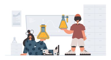 Çalışkan ve enerjik bayan okul dublörleri, okul denekleriyle başlamak için analiz ediyorlar. Moda tarzı, Vektör İllüstrasyonu